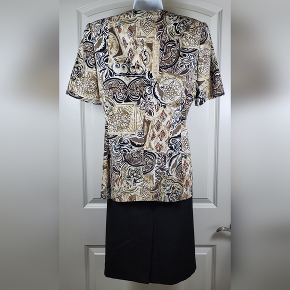 Vintage LE SUIT Black and Tan Lightweight Summer Skirt Suit Women's Size 8 - Picture 2 of 8